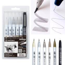 Kuretake Zig Clean Color Real Brush & Mangaka 6 set Inktober 2024