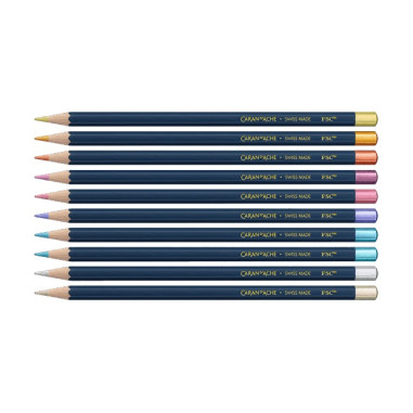 Metaliczne Kredki Caran D'Ache Cosmic Blue 10 szt. | Edycja limitowana