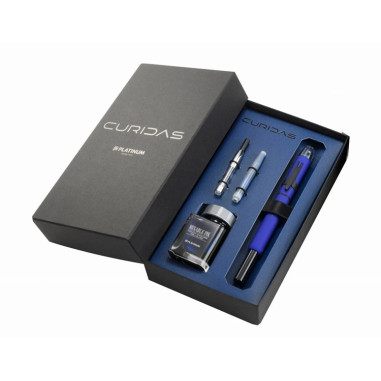 Set Platinum Fountain Pen Curidas Blue with Mixable Ink Mini Aurora Blue 20ml