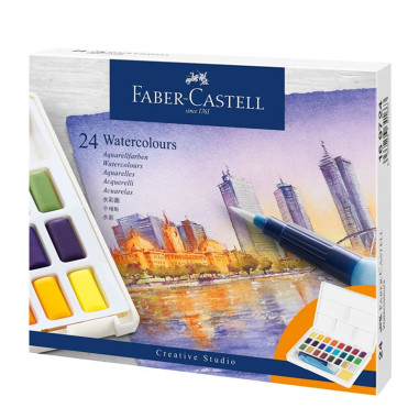 Faber-Castell Creative Studio watercolor set with waterbrush I 24 colors